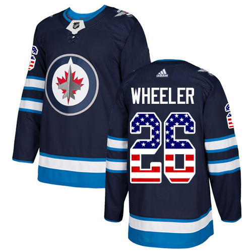 Adidas Jets #26 Blake Wheeler Navy Blue Home Authentic USA Flag Stitched NHL Jersey